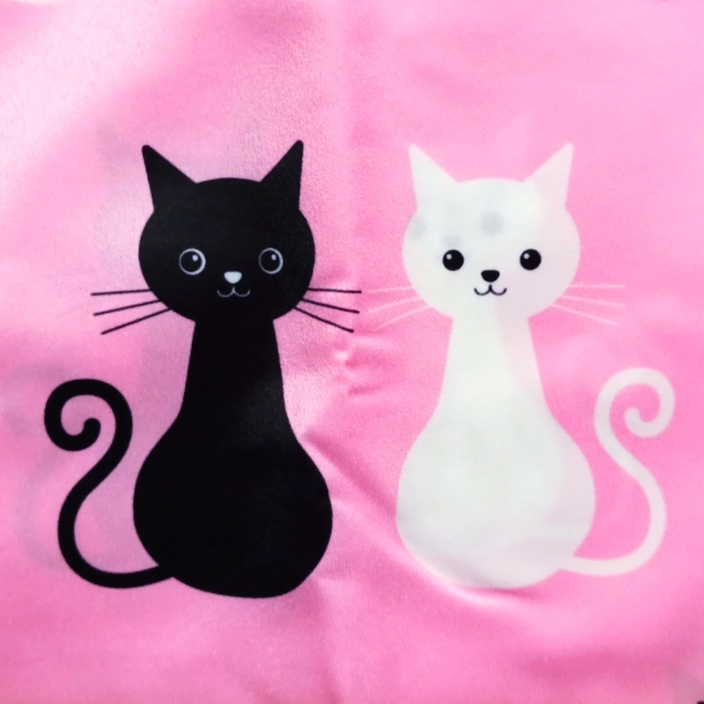 Cats Kittens Cloth Napkins 20" × 20" Set Of 6 Pink Black White, Cloth Fabric NEW